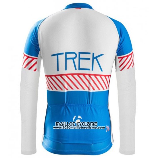 2016 Maillot Ciclismo Trek Bontrager Bleu et Blanc Manches Longues et Cuissard